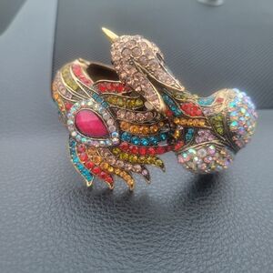 Heidi Daus Crystal Peacock Brooch Cuff